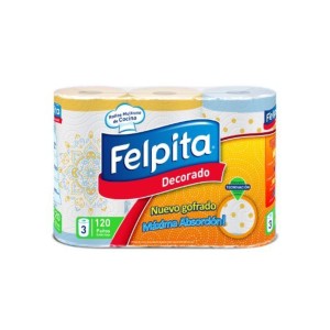 FELPITA ROLLO DE COCINA x 3 40 PAÑOS DECORADA